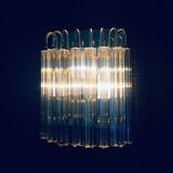 Hollywood Regency Style Glass & Brass Wall Lamp from Massive, Italy, 1980s