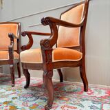 Pair of Solid Mahogany Armchairs from the 19th Century Restoration Period
