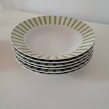 Almond green striped soup plates
