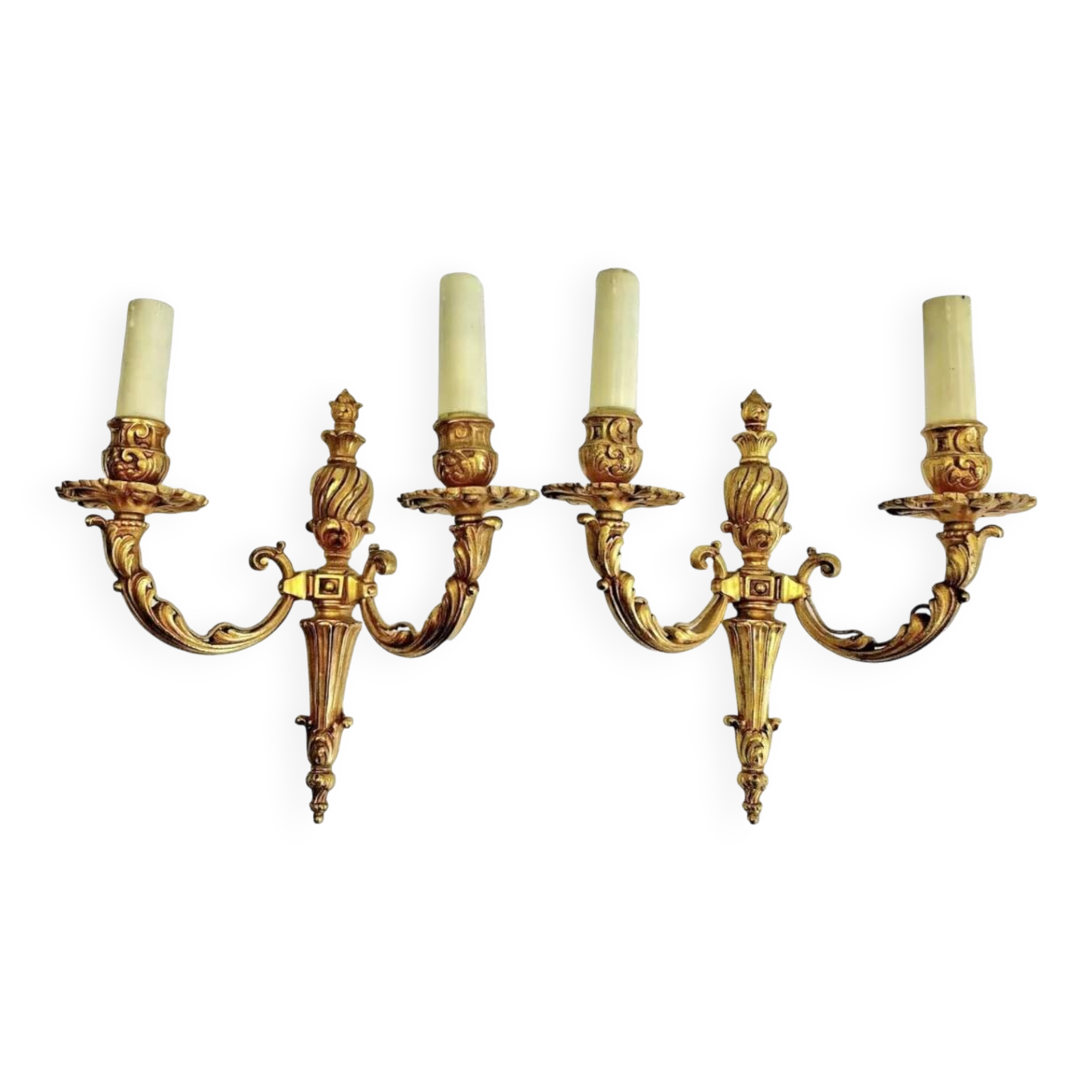 2 old Louis XVI style bronze wall lights