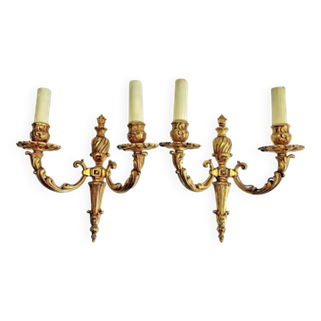 2 old Louis XVI style bronze wall lights