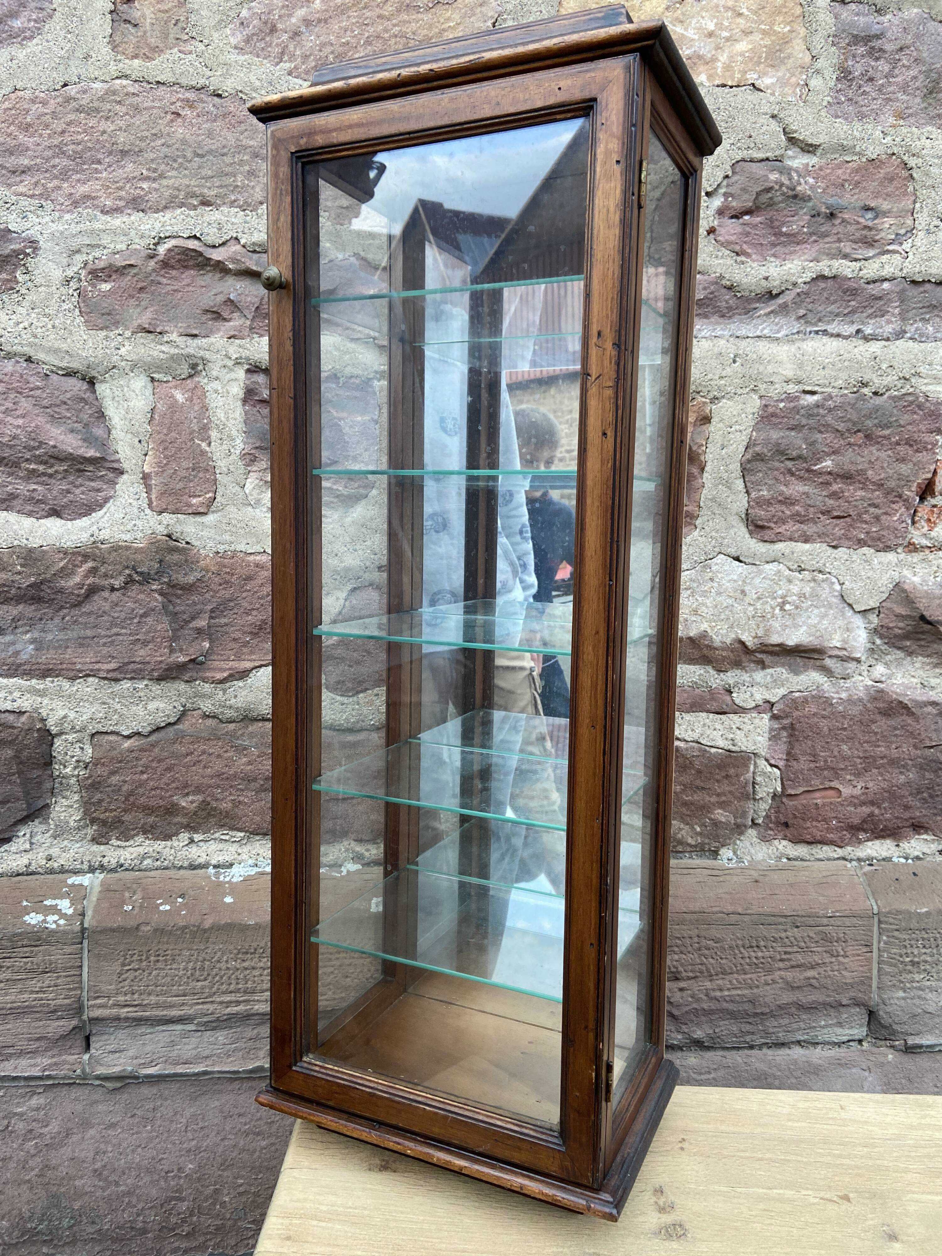 Vintage wooden wall display cabinet