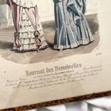 Engraving lithograph old fashion illustration under glass late 19th century