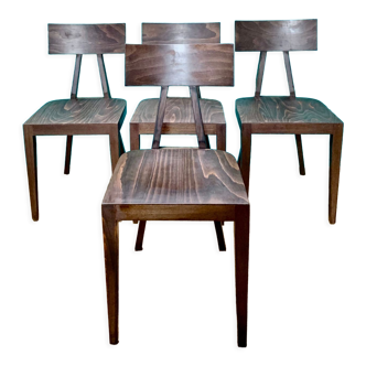 Set of 4 wooden chairs - vintage 1970