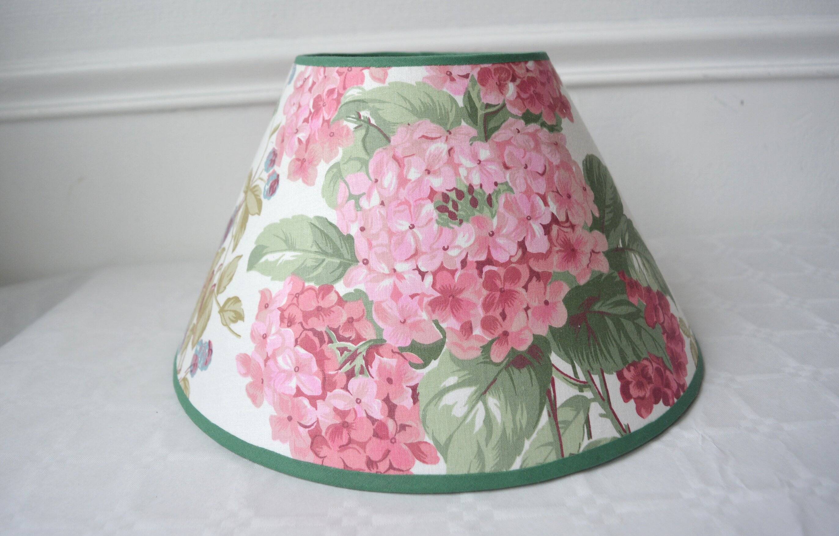 Abat-jour tissu vintage anglais Hortensias