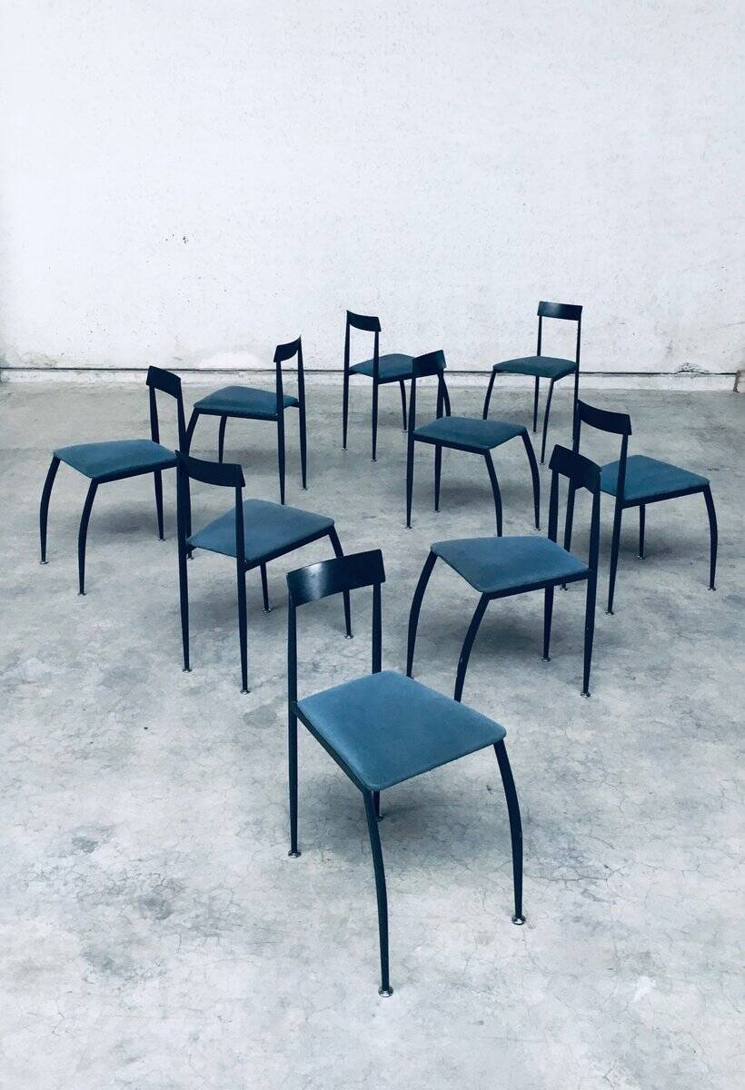 Postmodern Lolly Dining Chair Set from Fly Line, Italy, 1980s, Set of 9