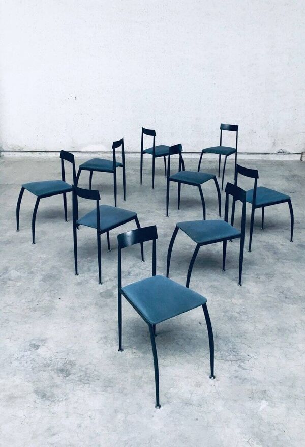 Postmodern Lolly Dining Chair Set from Fly Line, Italy, 1980s, Set of 9