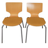 Chaises empilantes en bois de hêtre moulé Duba Furniture, 70's