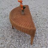 Rattan half-moon coffee table