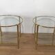 Pair of round brass side tables
