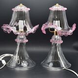 Set of 2 of Pink table lamps in Murano glass