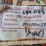 Carpet kayseri turkey, hand knotted pure wool and cotton. perfect condition. 200 x 300 cm. 1970.