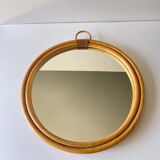 vintage round rattan mirror