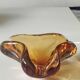 Murano ashtray/pocket tray free organic floral shape. amber tones. dim 17 x 14 cm