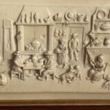 Biscuit bas-relief painting, signed CF Becker