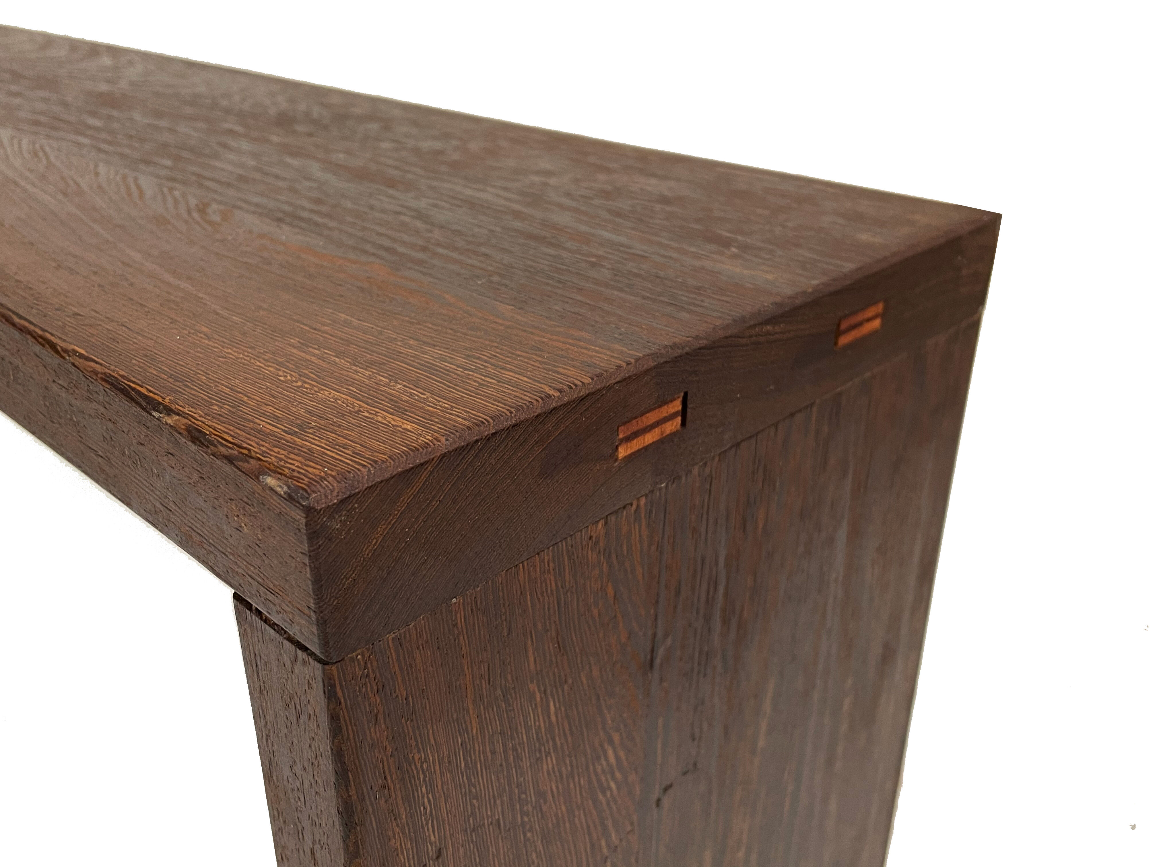 Minimalist vintage sofa design in wengé wood small solid bench