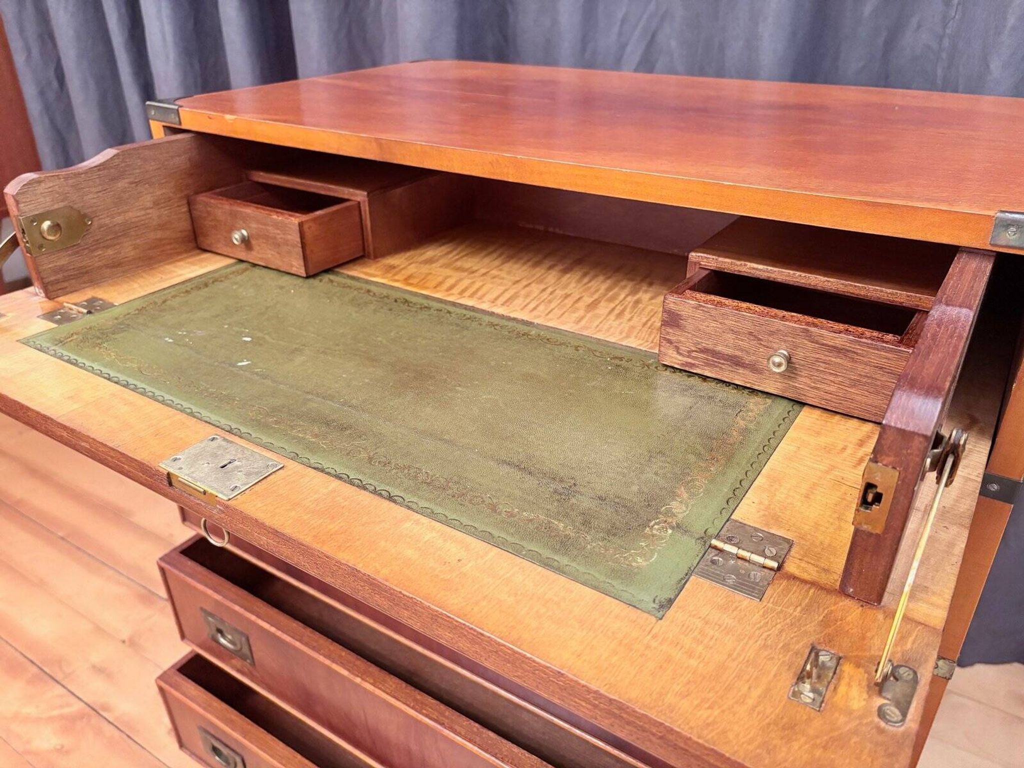 Campaign military chest of drawers and writing desk, Great Britain, 1950s