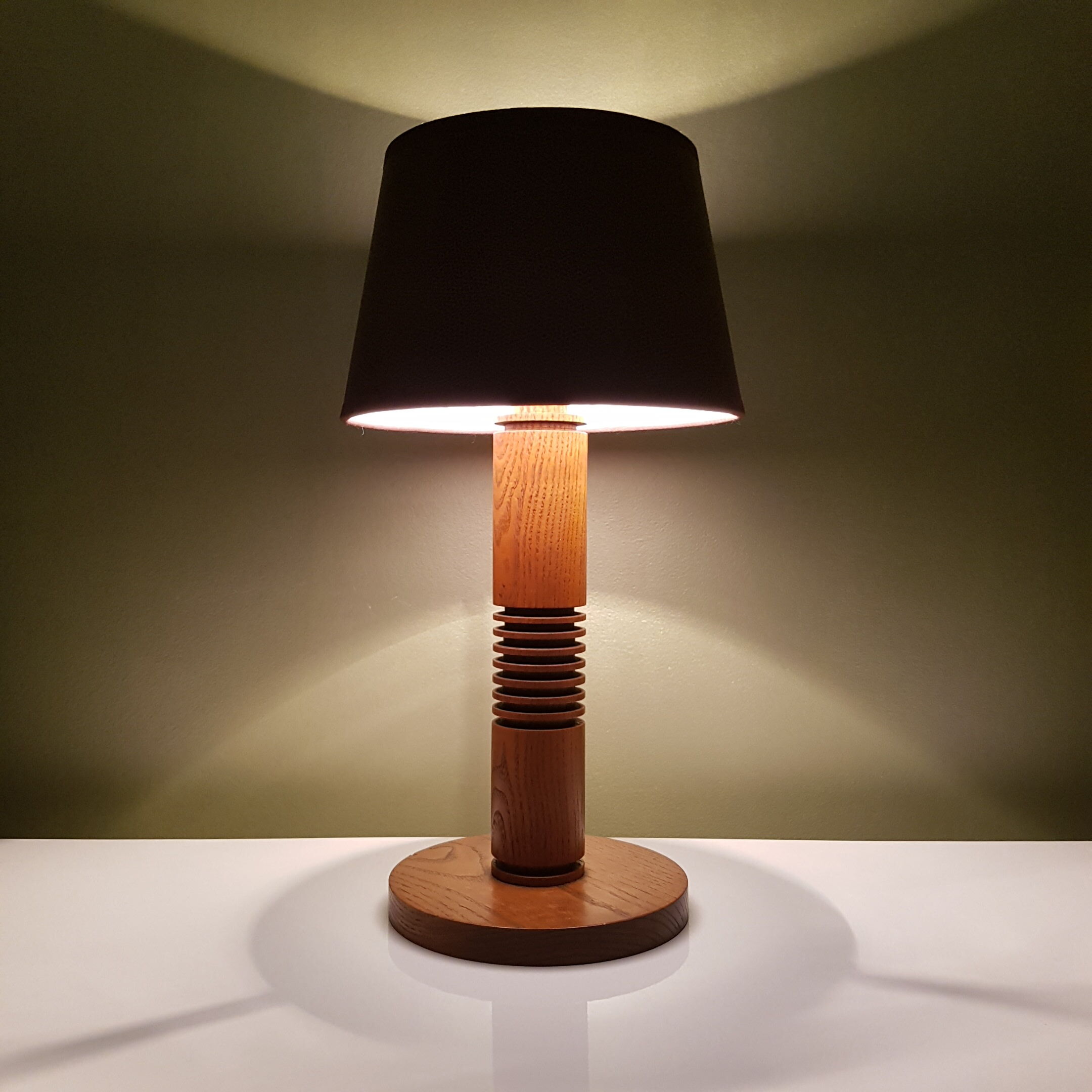 Art deco oak bedside lamp