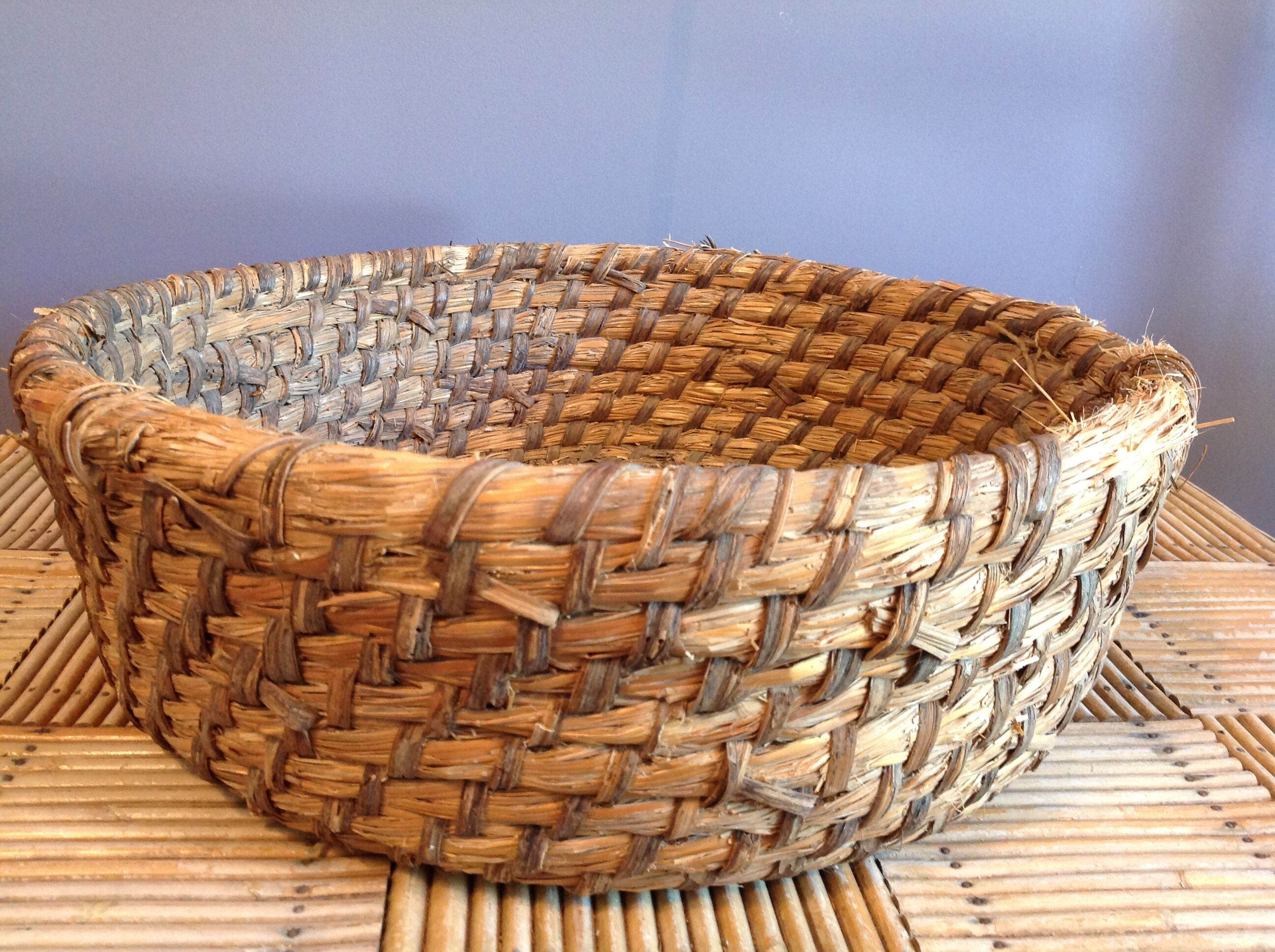 Corbeille Ancienne En Osier Tressé – France – Diam 29 Cm – Hauteur 11 Cm