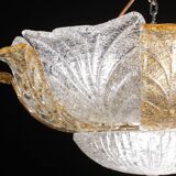 Italian Orange and Trasparent and Murano Glass Ceiling Light
