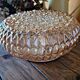 Large vintage ceiling or wall lamp in tinted molded glass with flower decoration