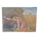 Painting on wood "Cupid and a couple at the fountain".