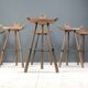 Ensemble de 6 tabourets de bar brutalistes, années 1960