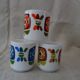 3 mugs mobil grosses fleurs Arcopal pub bleu  orange  ocre collection vintage