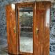French Art Deco walnut wardrobe with mirror, 1930s