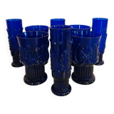 8 verres Pilgrim bleu cobalt