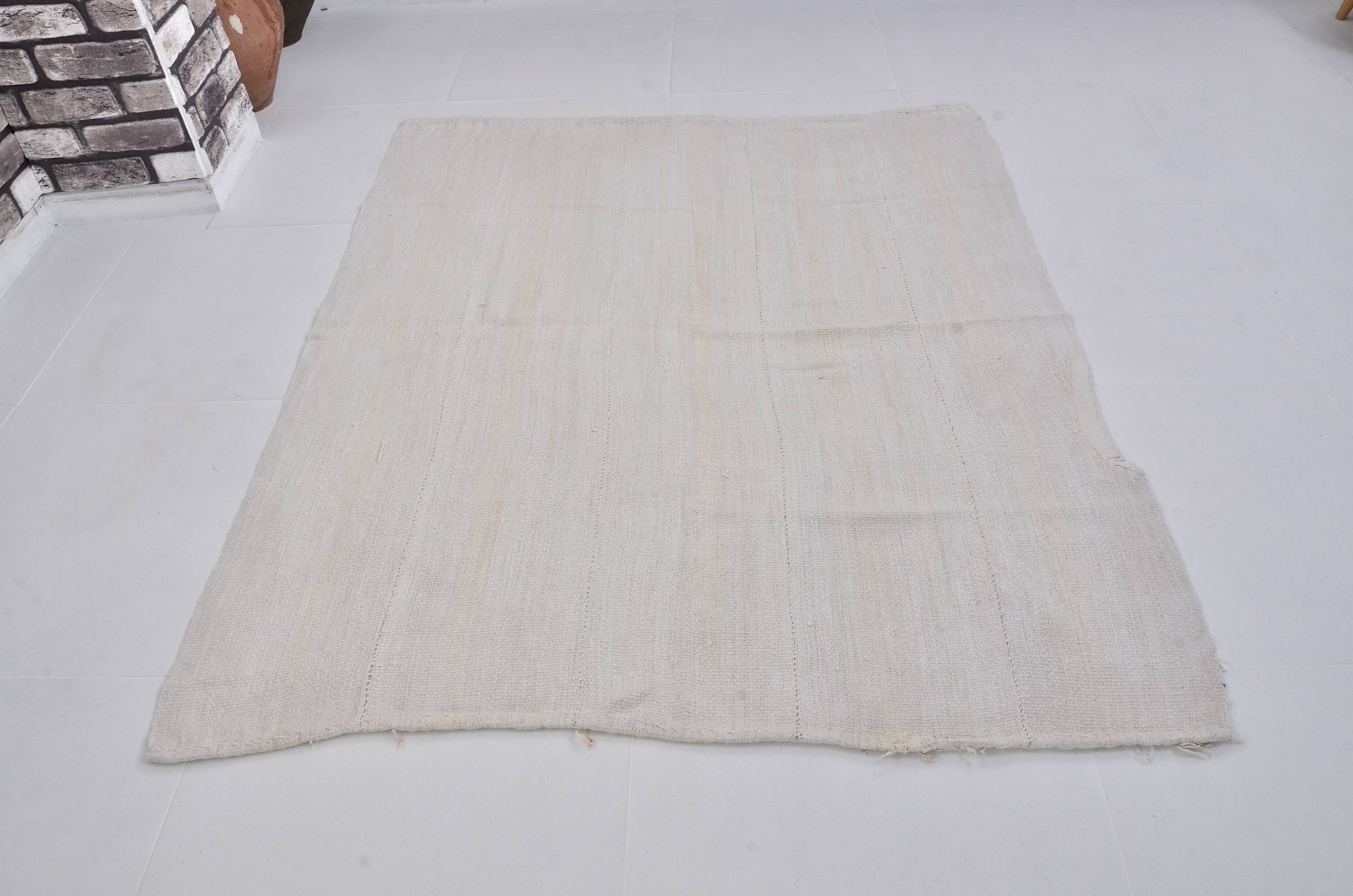 White Anatolian Handwoven Hemp Rug sku 3653