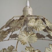 Vintage French Cream and Gold Metal Ceiling Light with Autumn Leaves 5520