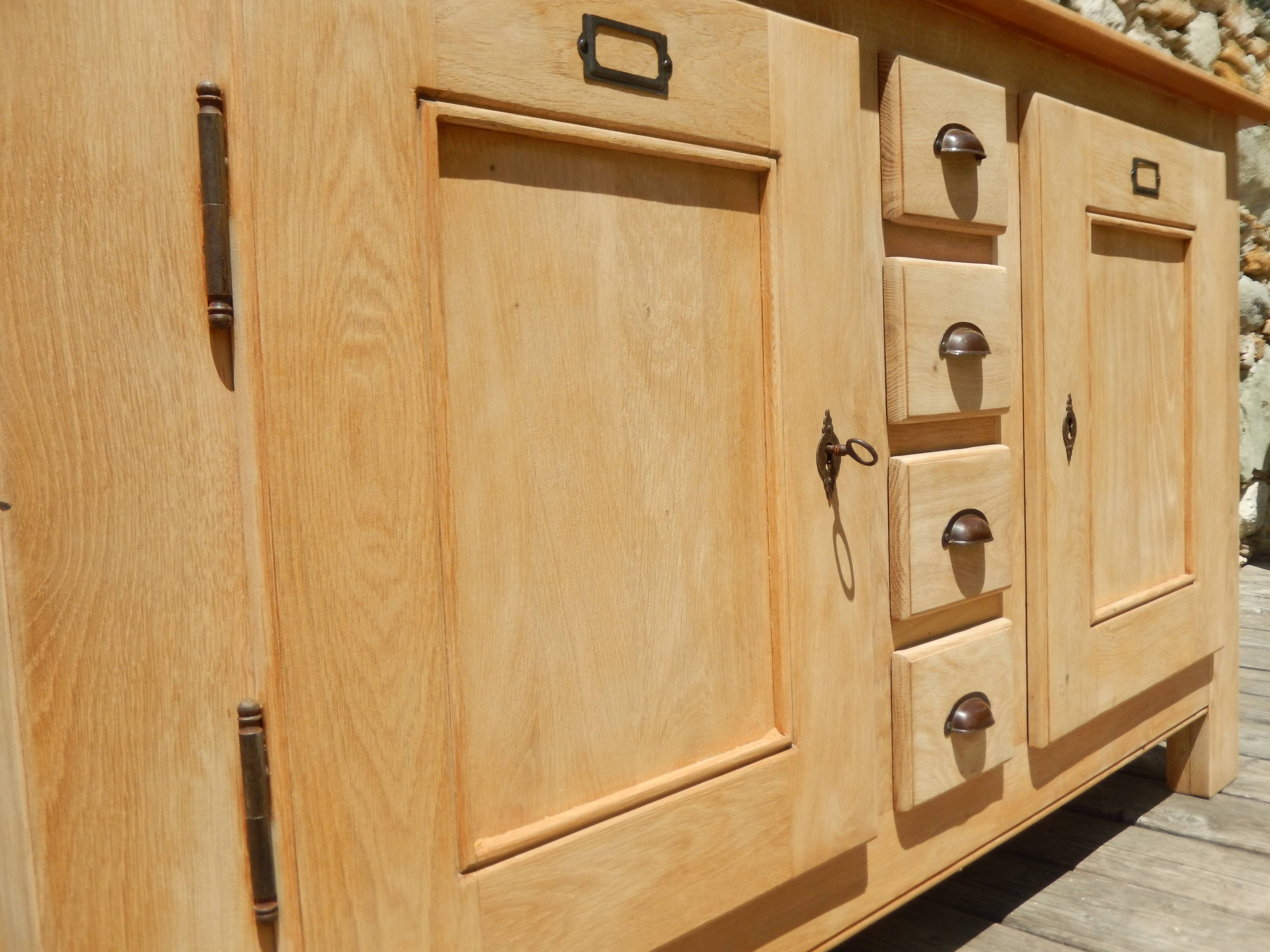 Old low sideboard / side unit / industrial furniture in solid ash