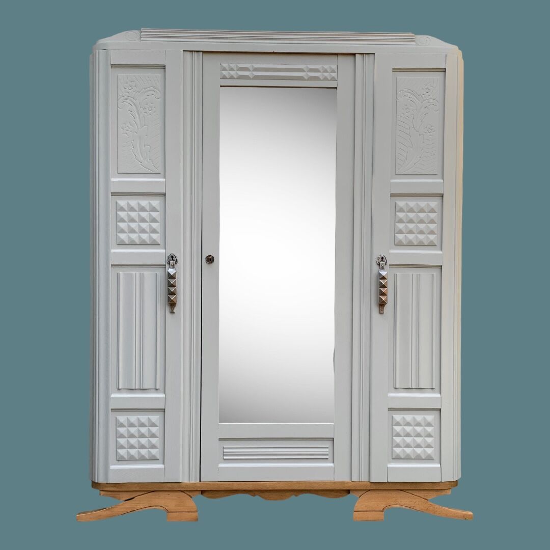 Parisian art deco wardrobe solid oak 1930