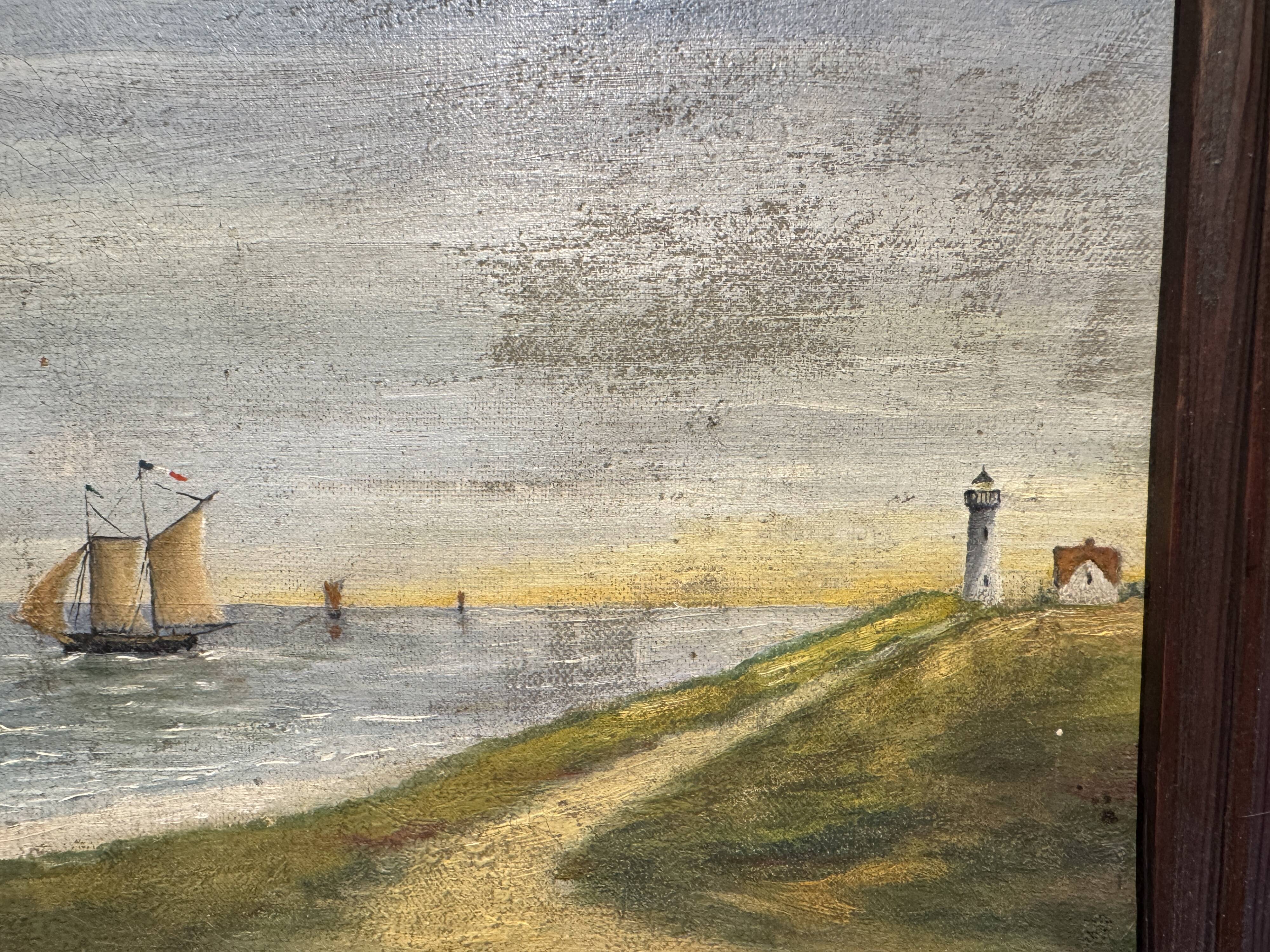 Old marine painting, oil on canvas.