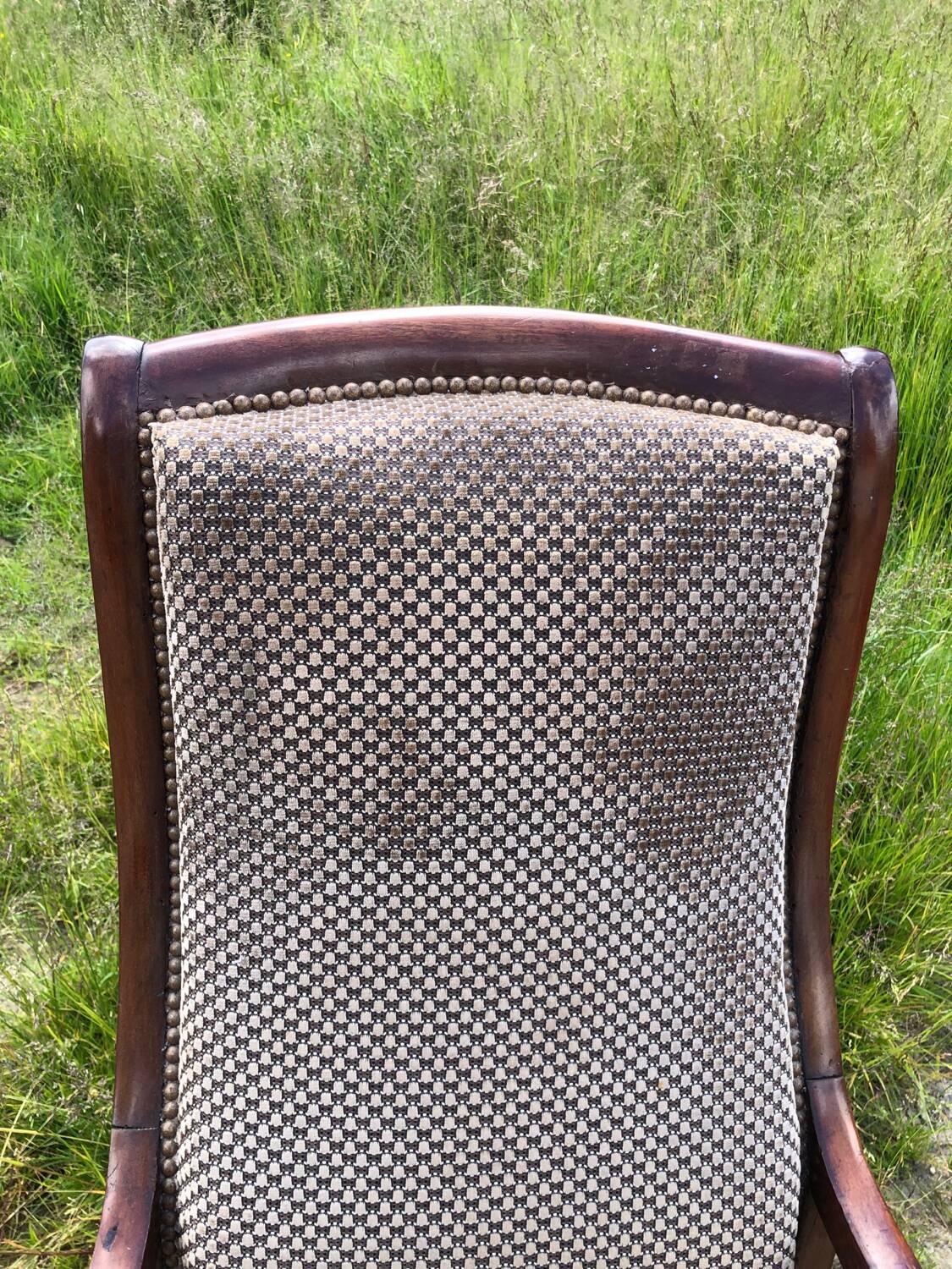 Voltaire wooden armchair in mahogany wood