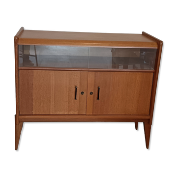 Vintage glass front sideboard from the 1950s - 1960s