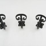 Set of 3 small twisted wrought iron coat hooks