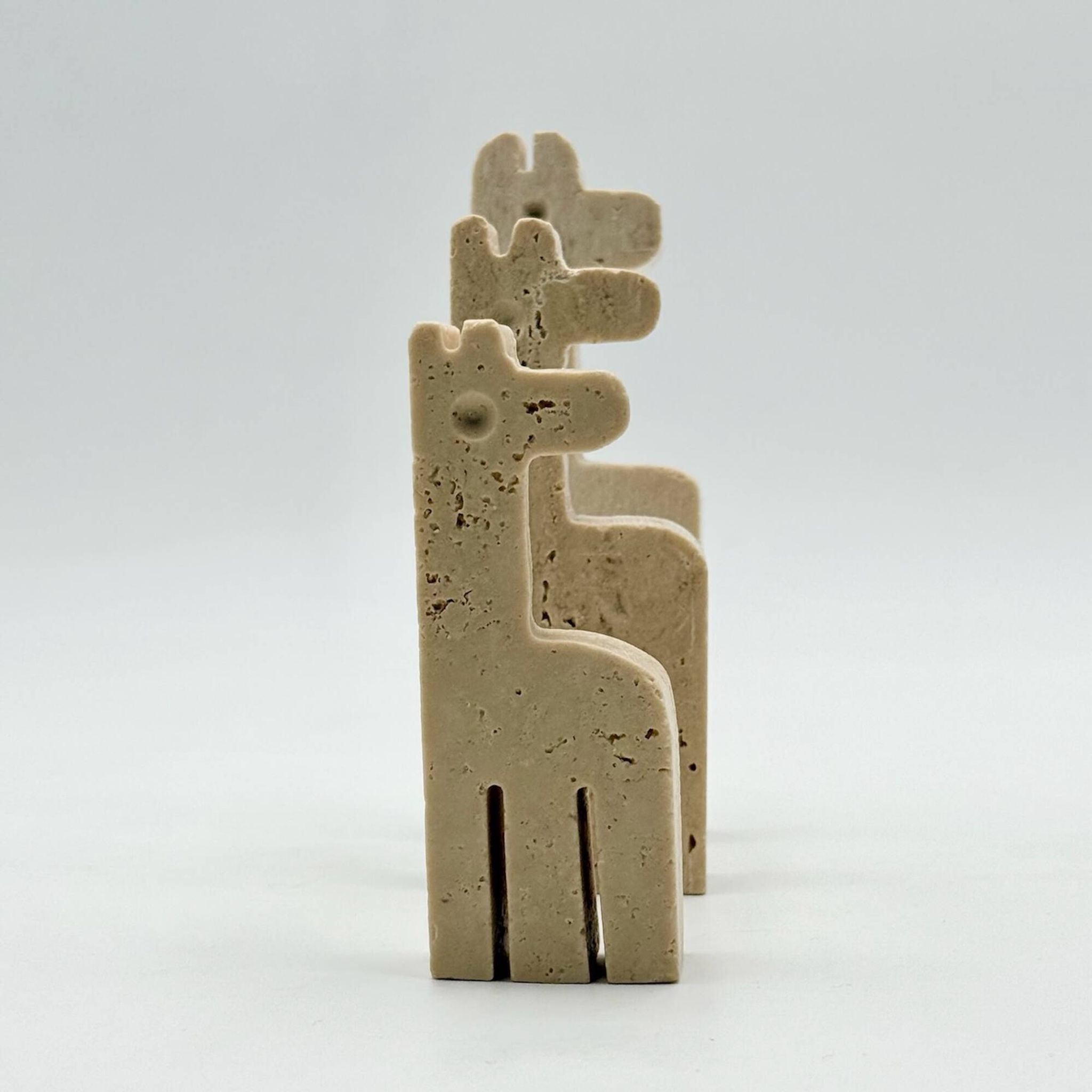 Set of Three Vintage Italian Travertine Animal Sculptures
