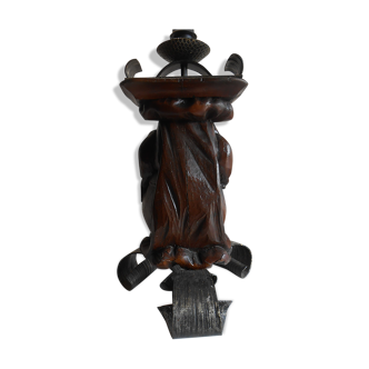 Vintage lamp anthropomorfe carved wood