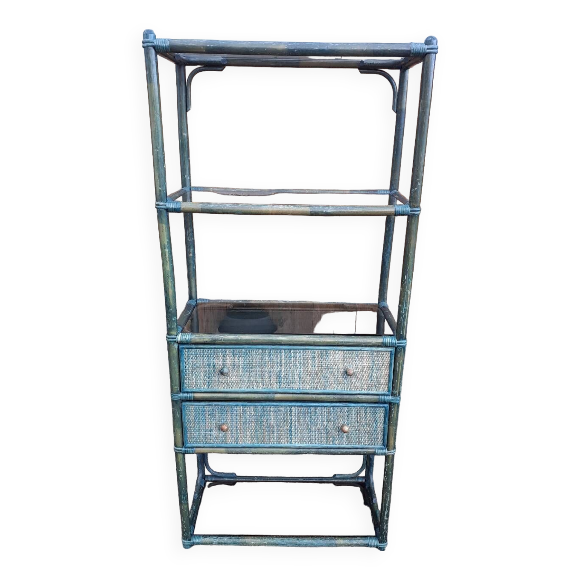 Rattan and bamboo shelf