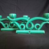 Pair of two-arm ceramic candle holders from Vallauris