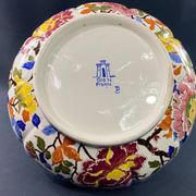 Deep dish, centerpiece, melonnière bowl in Gien earthenware, Peonies decor