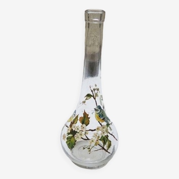 Old glass bottle art nouveau floral decor