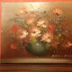 Ancient oil painting Charles Edouard vintage flower bouquet