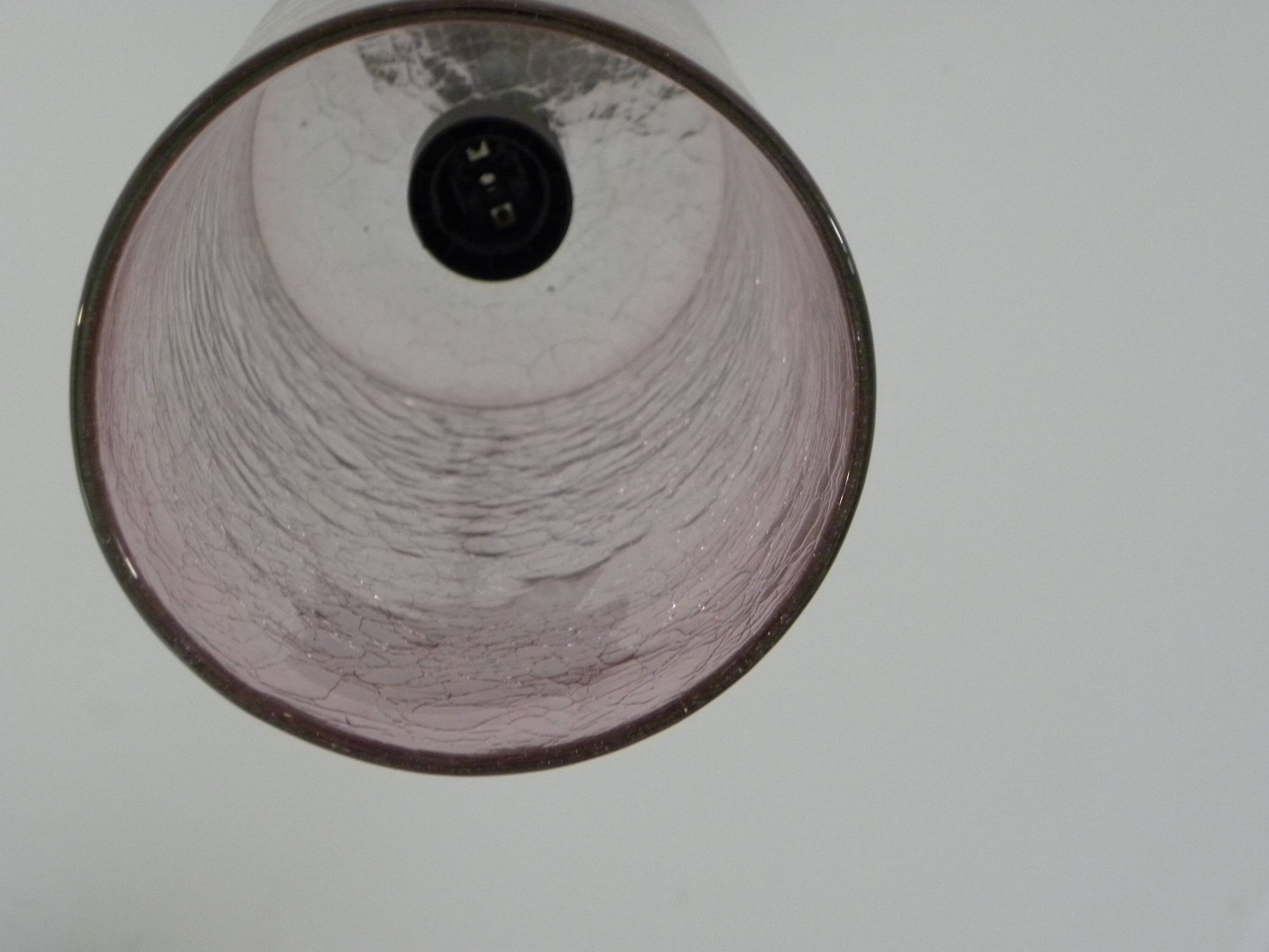 Cylindrical pink cracked glass ceiling lamp Retro design light fixture