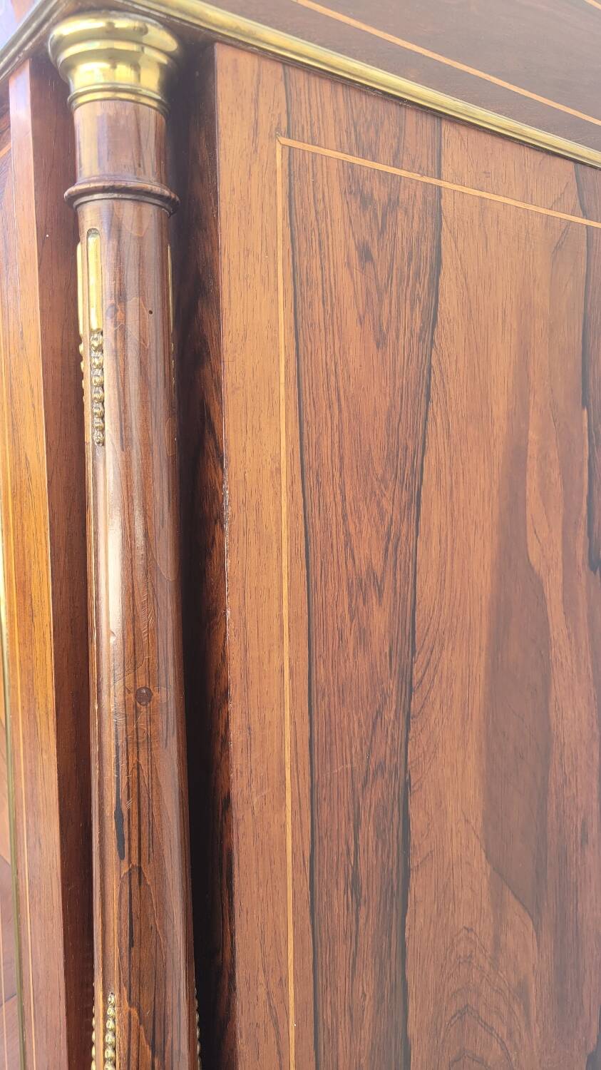 Napoleon III sideboard in floral marquetry and marble 19th century