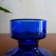 Pair of cobalt blue molded glass candle holders