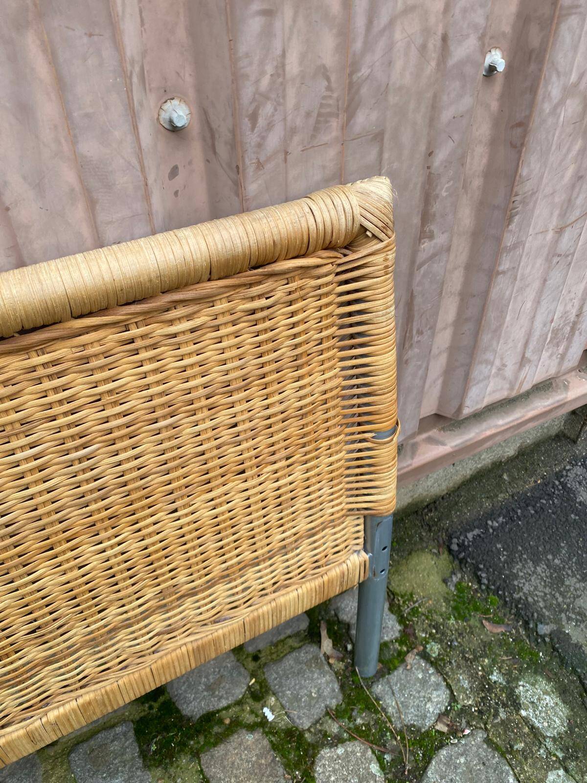 Scandinavian bed foot in bamboo, rattan, and wicker 1990 140cm