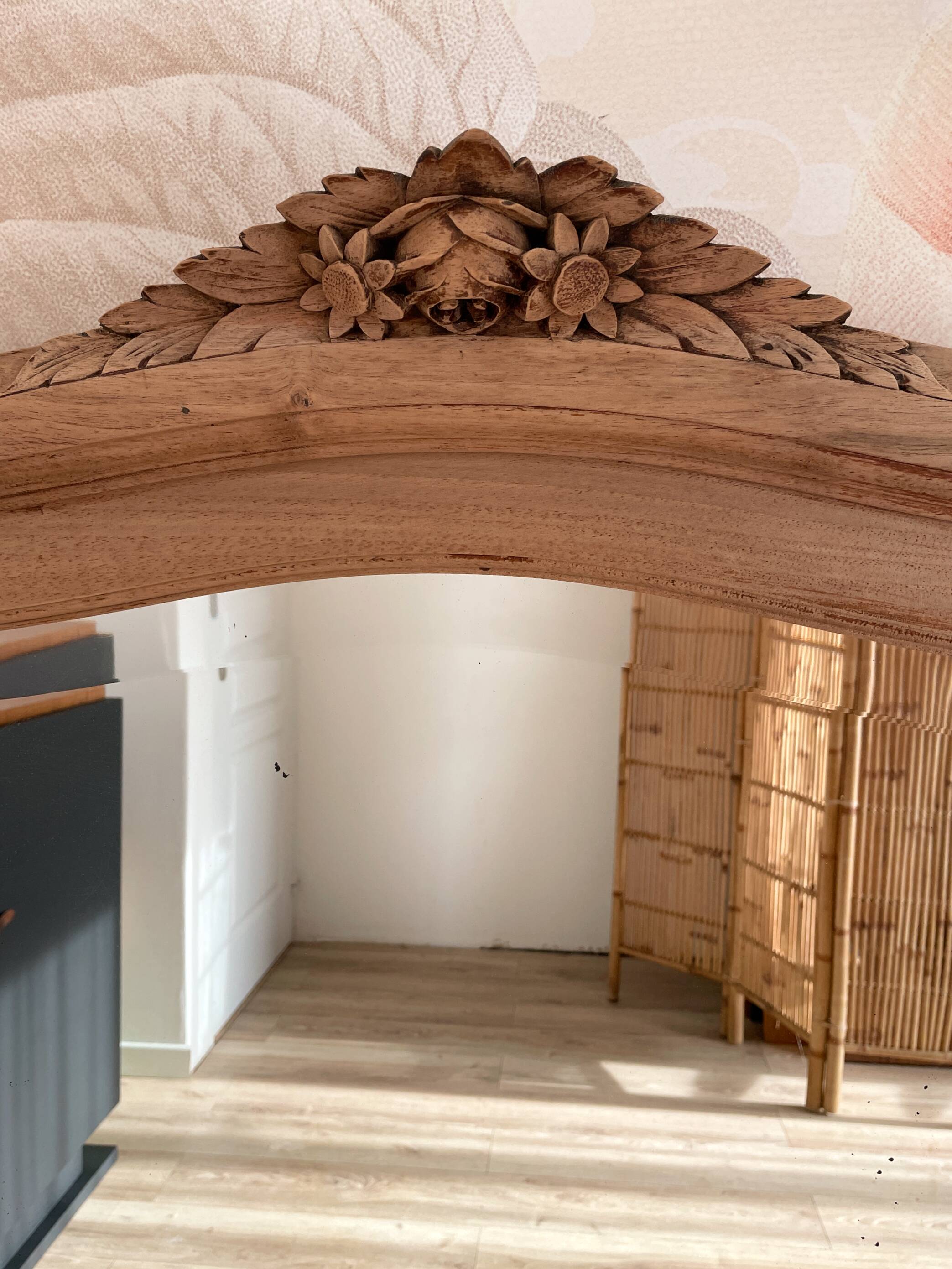 Large antique carved wooden mirror – Louis XV style – 140 x 90 cm